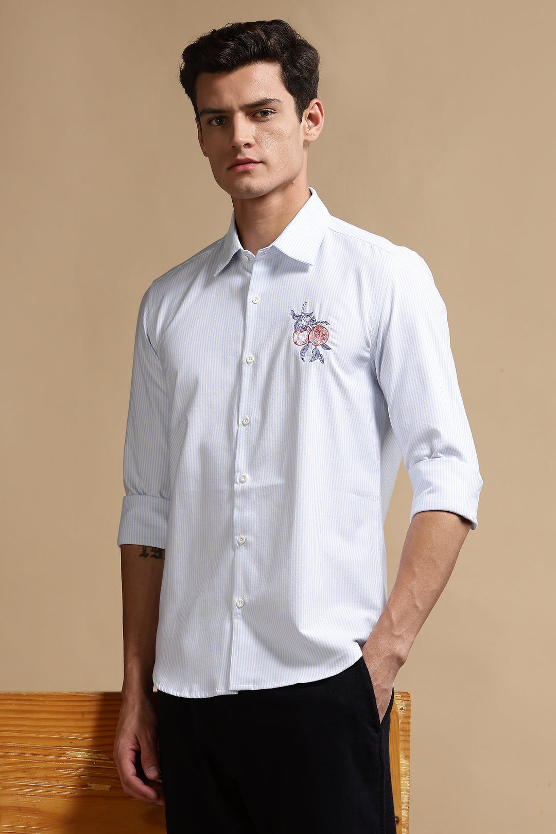 Orange Embroidery Shirt
