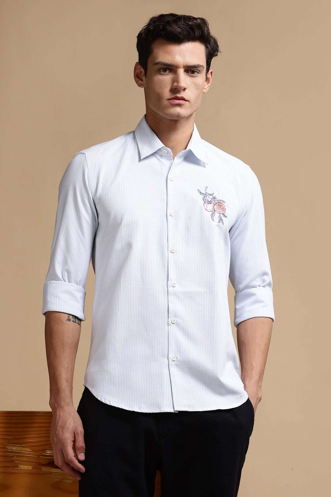 Orange Embroidery Shirt
