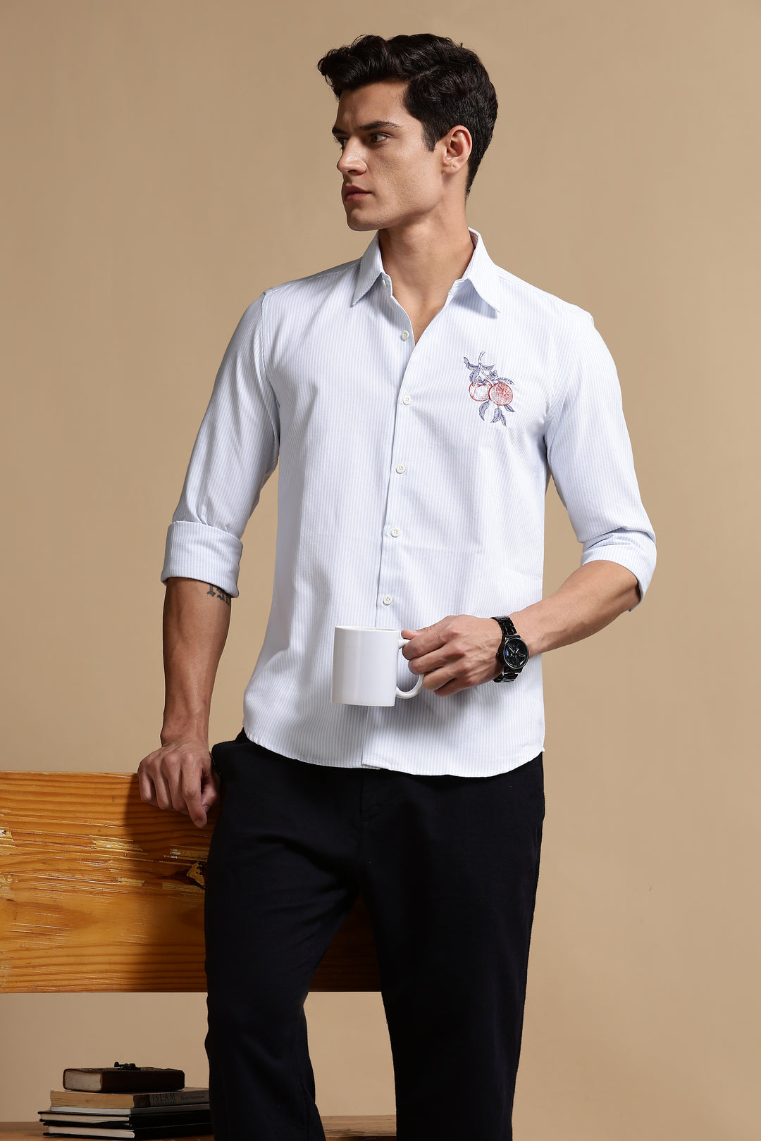 Orange Embroidery Shirt