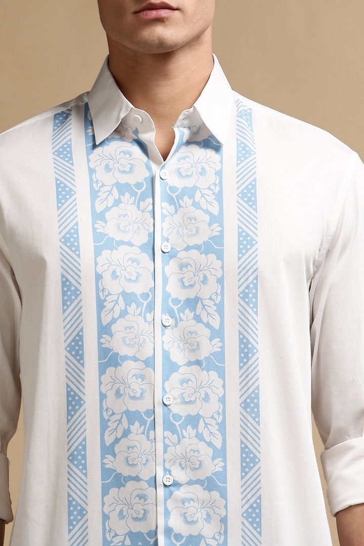 Floral Blue Printed Shirt