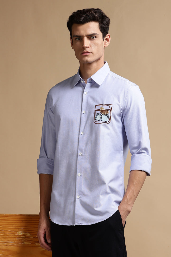 Glass: Blue Embroidery Shirt