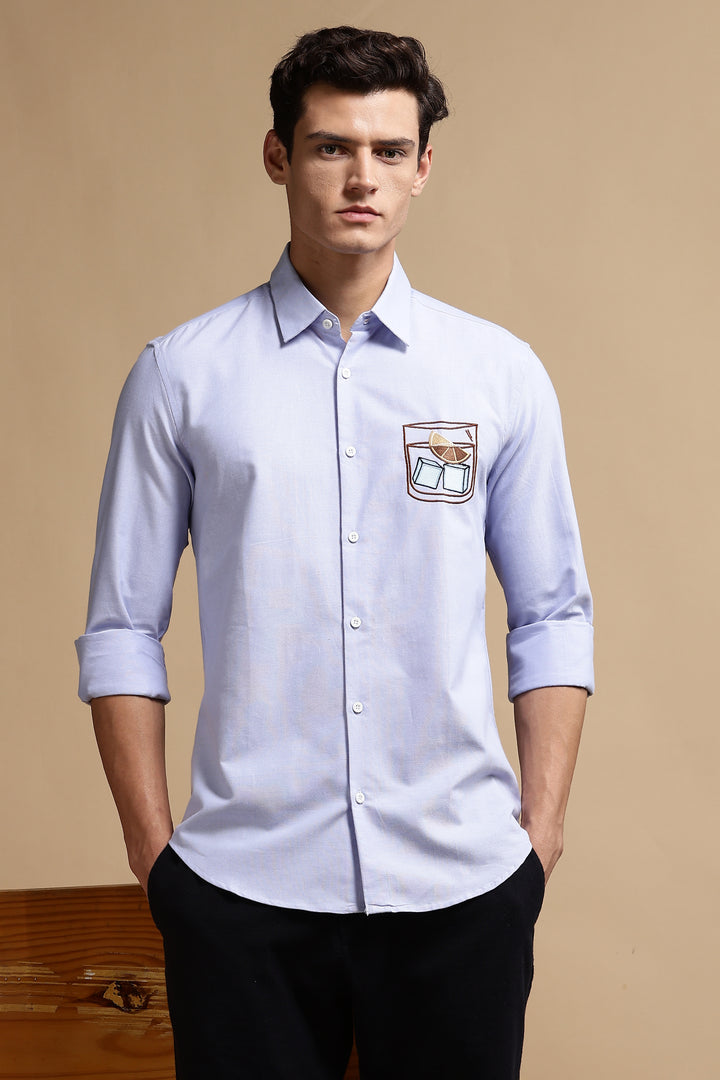 Glass: Blue Embroidery Shirt