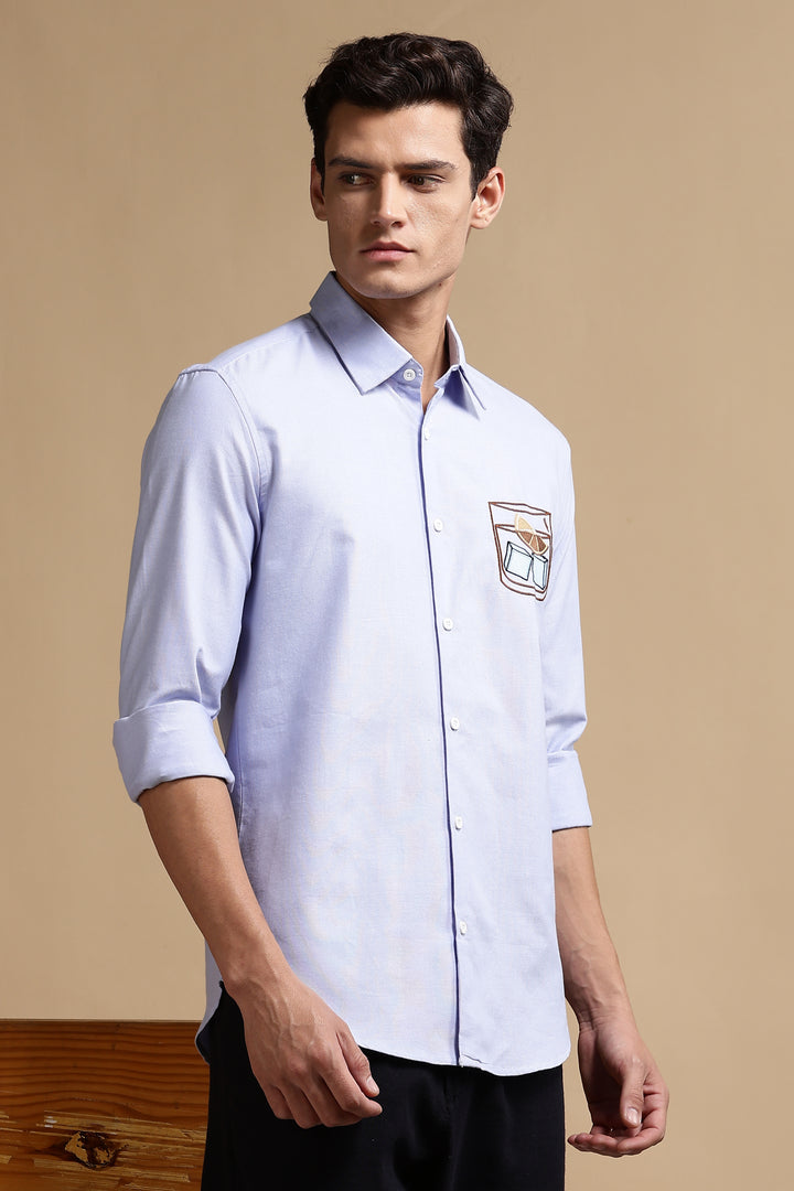 Glass: Blue Embroidery Shirt