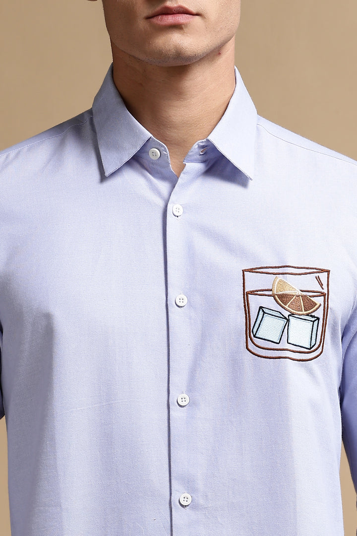 Glass: Blue Embroidery Shirt
