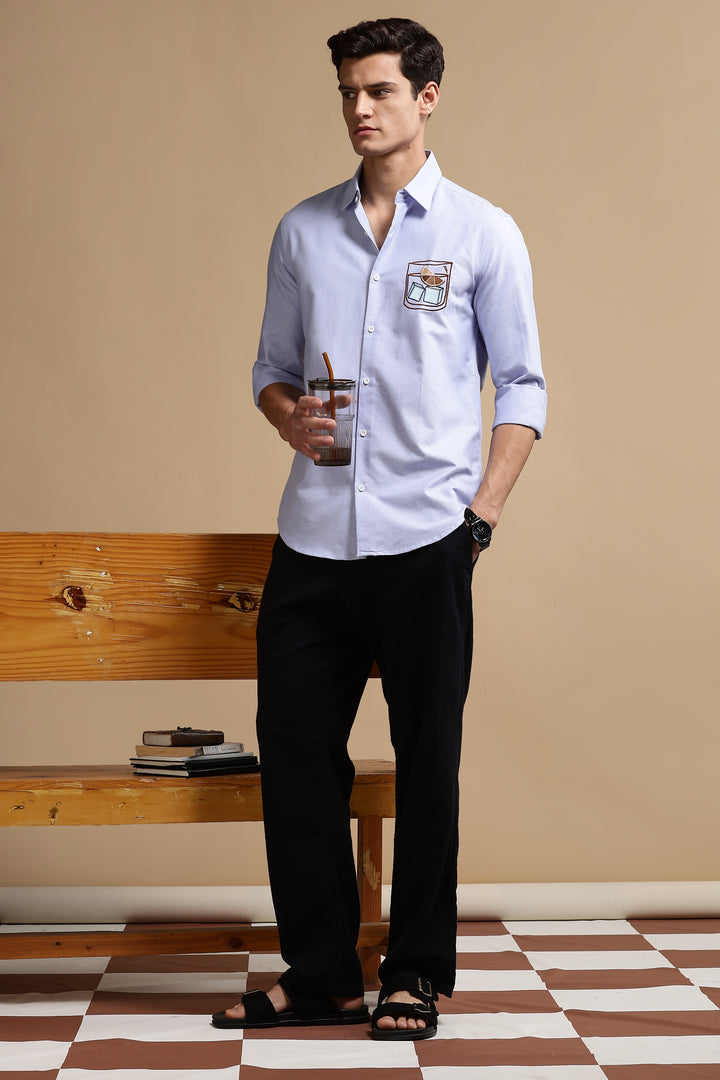 Glass: Blue Embroidery Shirt