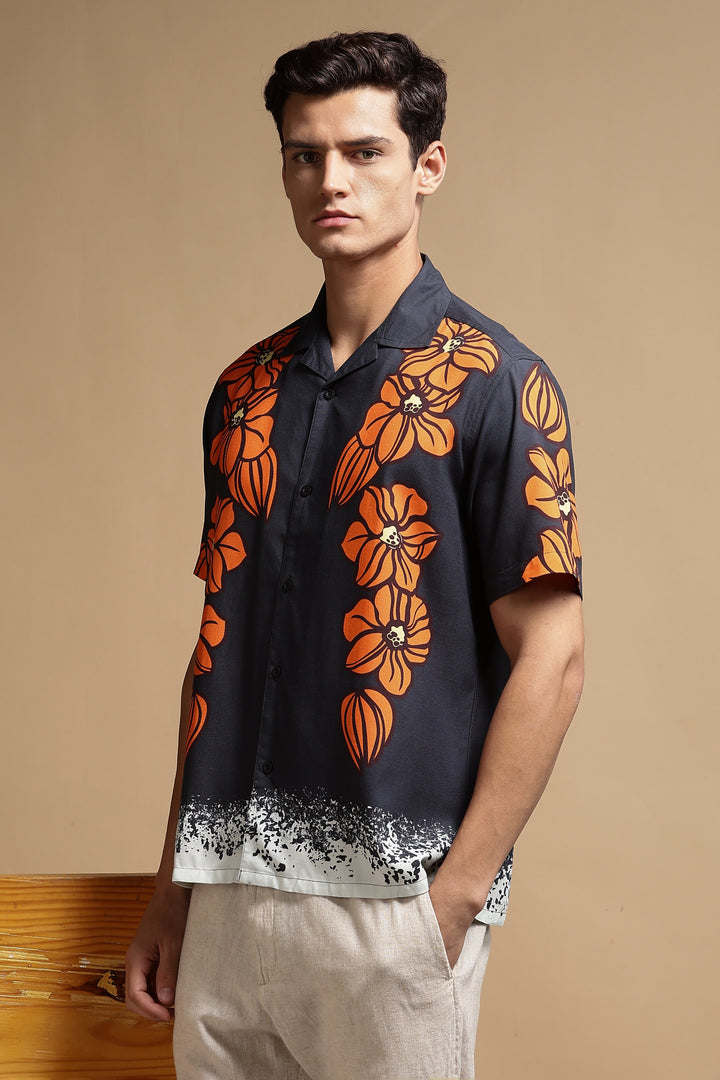 Tangerine Blossom Cuban Shirt