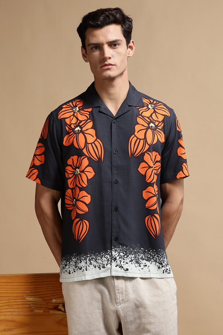 Tangerine Blossom Cuban Shirt