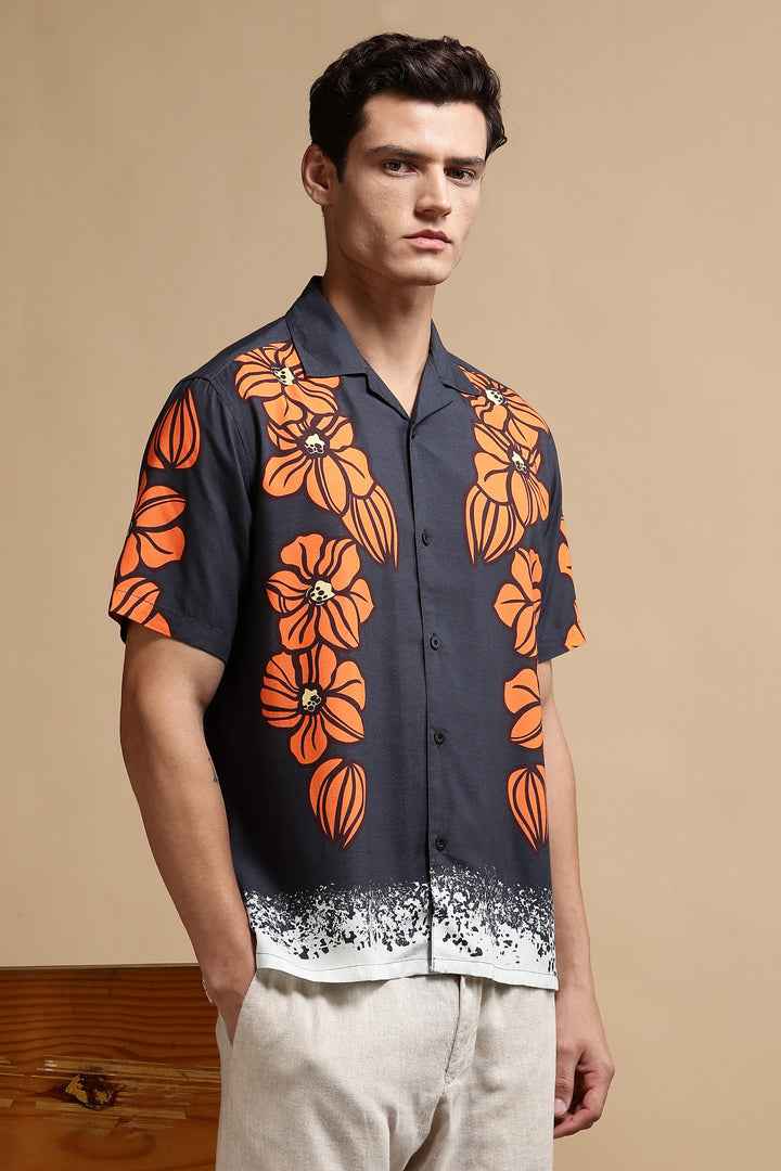 Tangerine Blossom Cuban Shirt