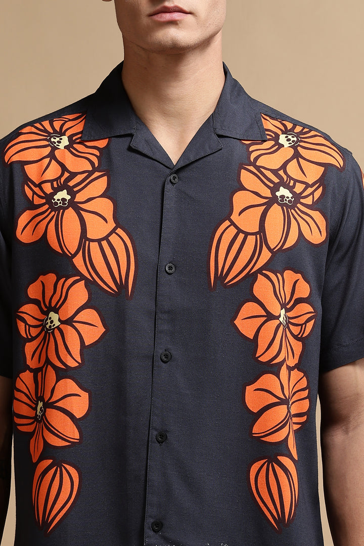 Tangerine Blossom Cuban Shirt
