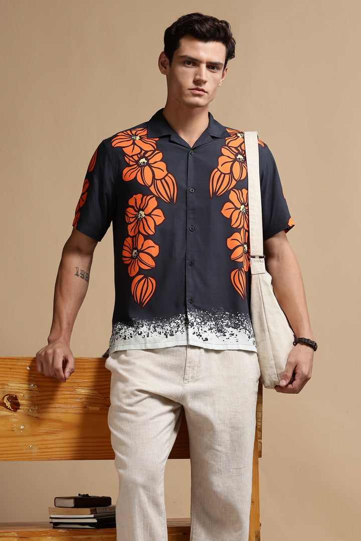 Tangerine Blossom Cuban Shirt
