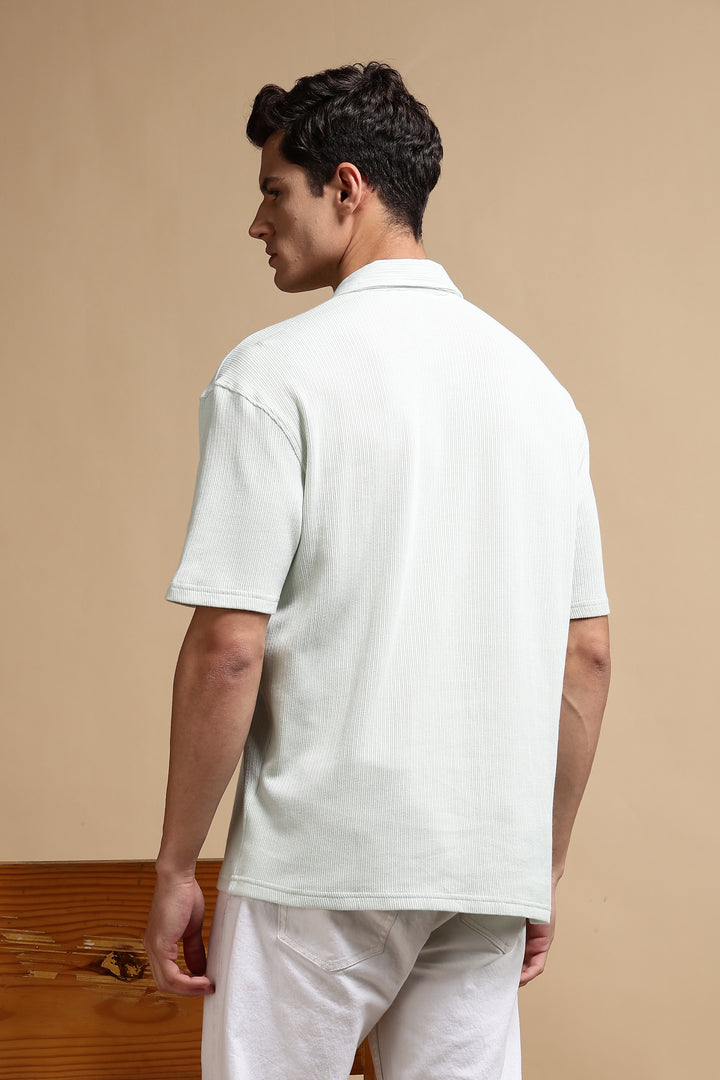 Classic Mint Green Oversized Textured Polo