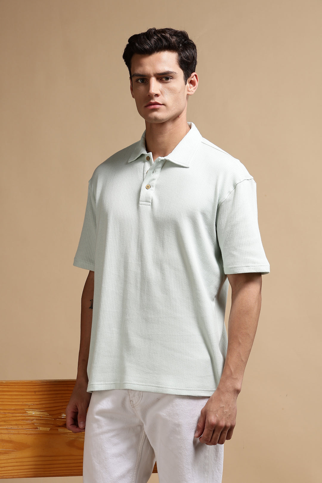 Classic Mint Green Oversized Textured Polo