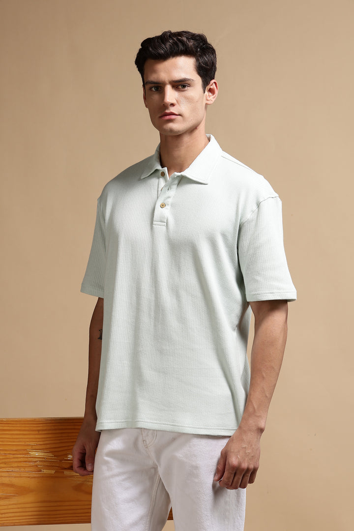 Classic Mint Green Oversized Textured Polo