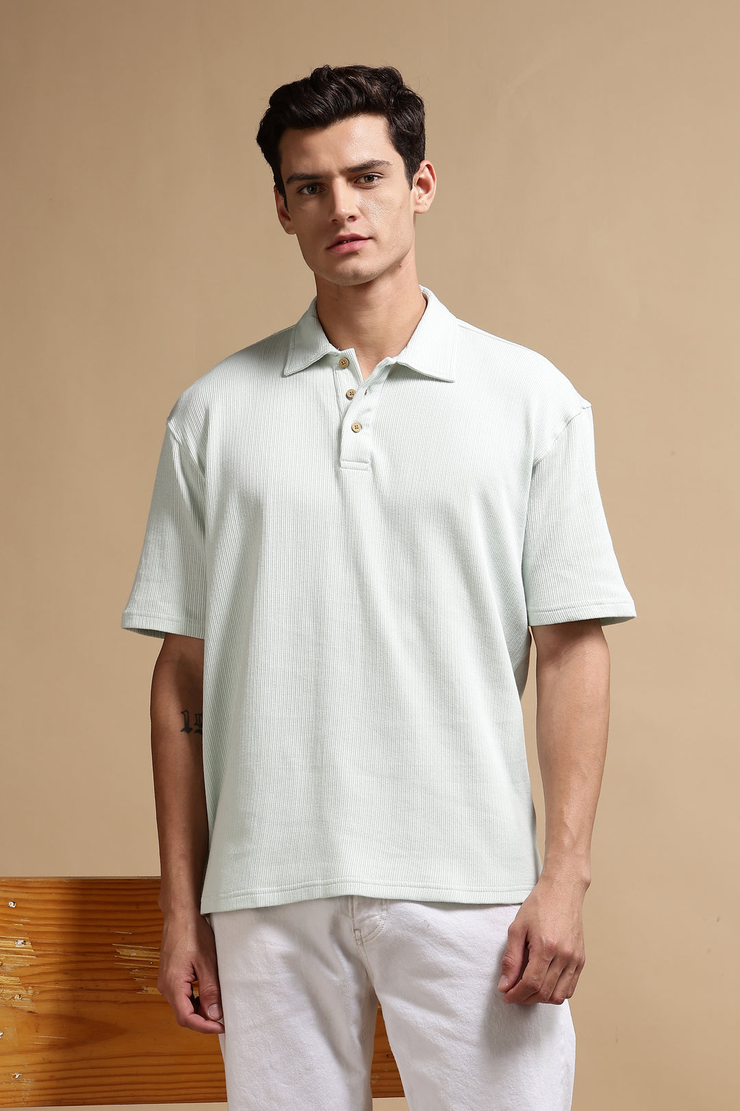 Classic Mint Green Oversized Textured Polo