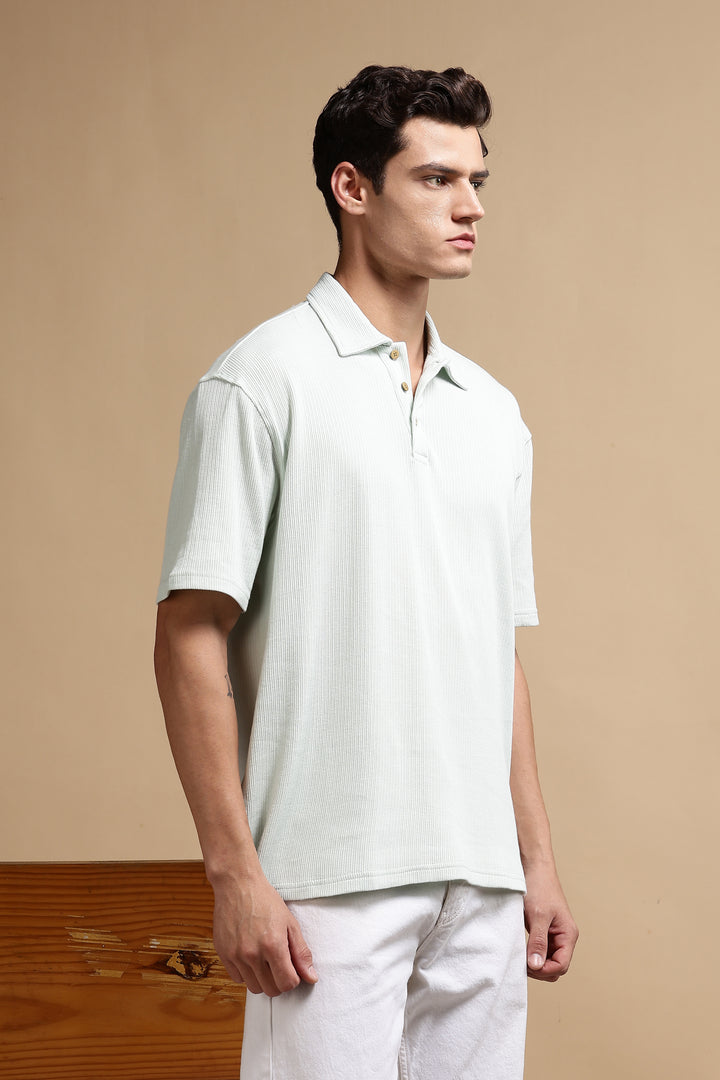 Classic Mint Green Oversized Textured Polo