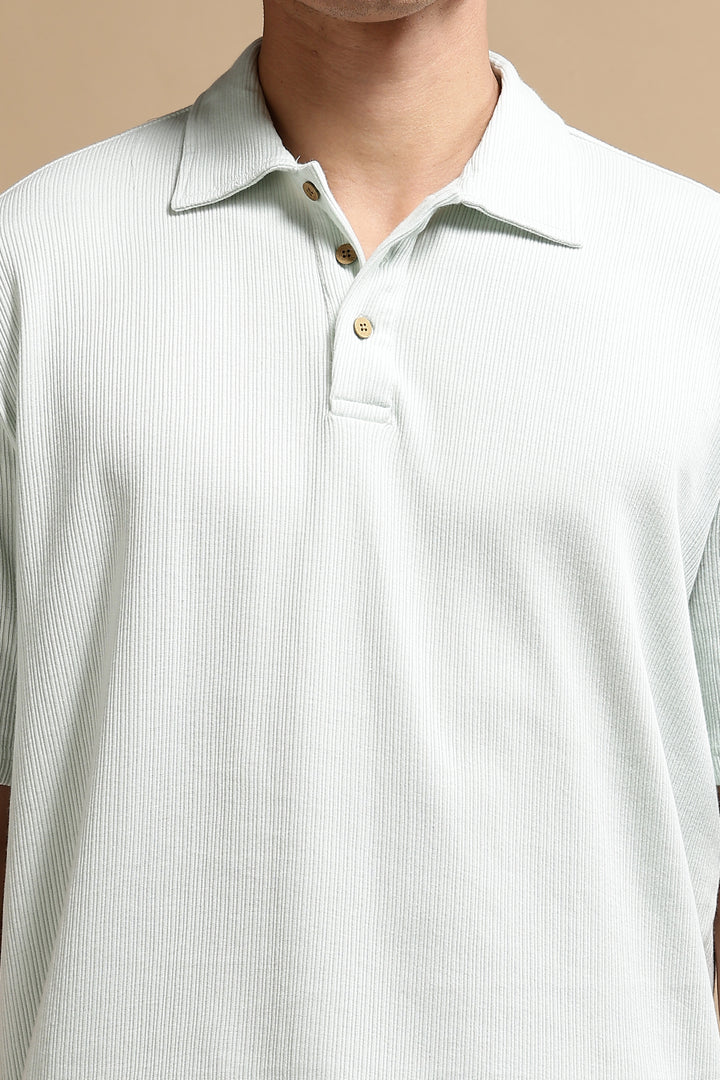 Classic Mint Green Oversized Textured Polo