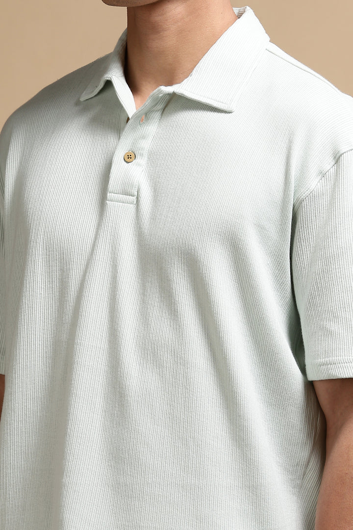 Classic Mint Green Oversized Textured Polo