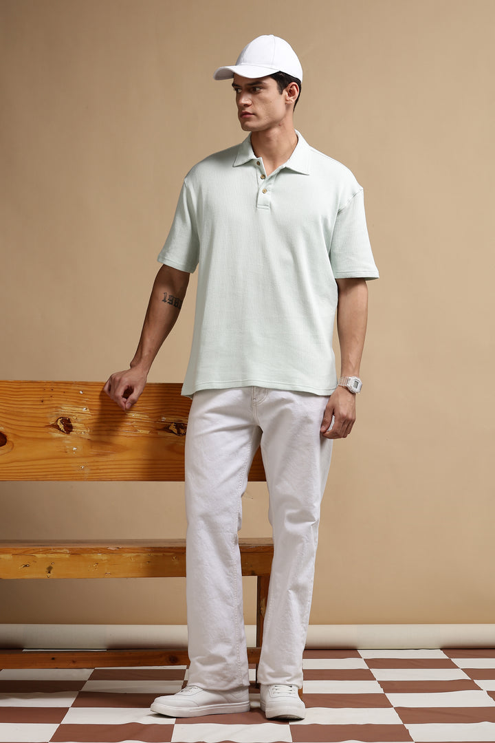 Classic Mint Green Oversized Textured Polo