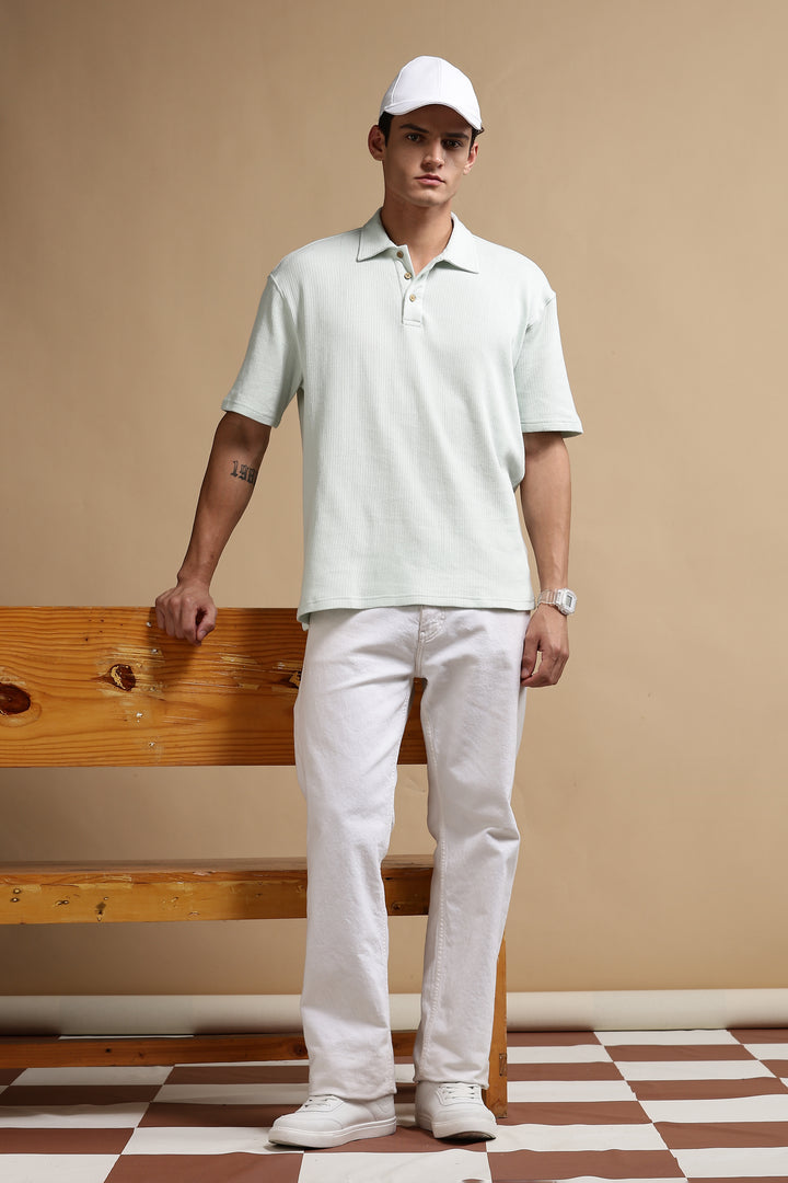 Classic Mint Green Oversized Textured Polo
