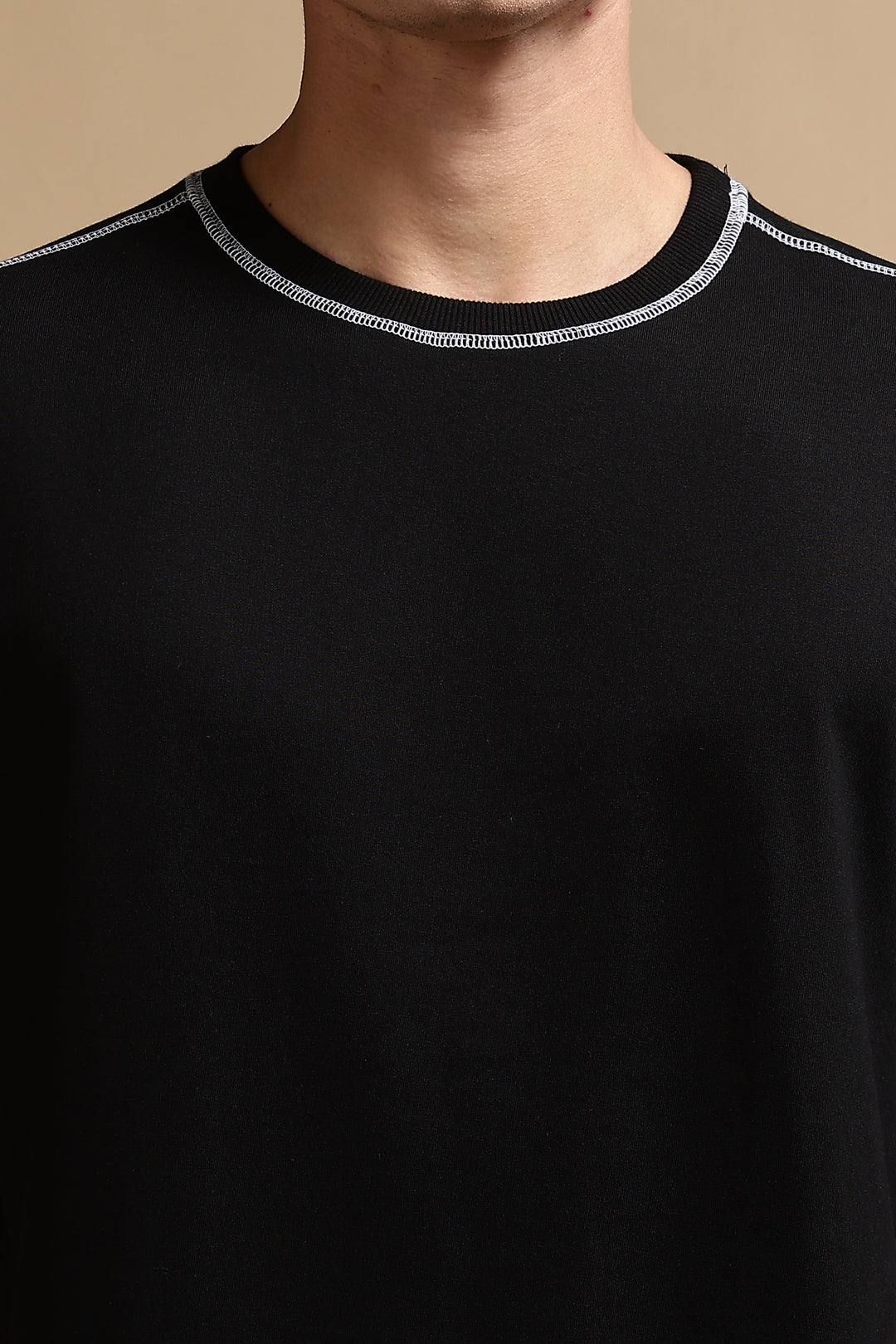 Contrast Stitch Black Oversized T-shirt