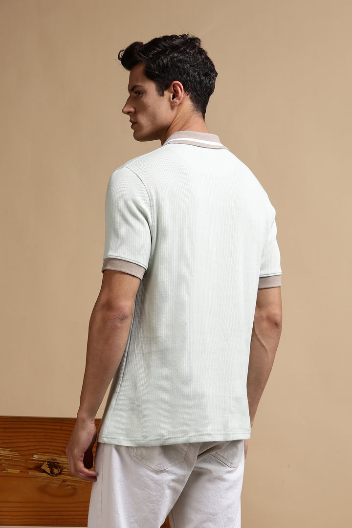 Contrast Collar Mint Green Polo
