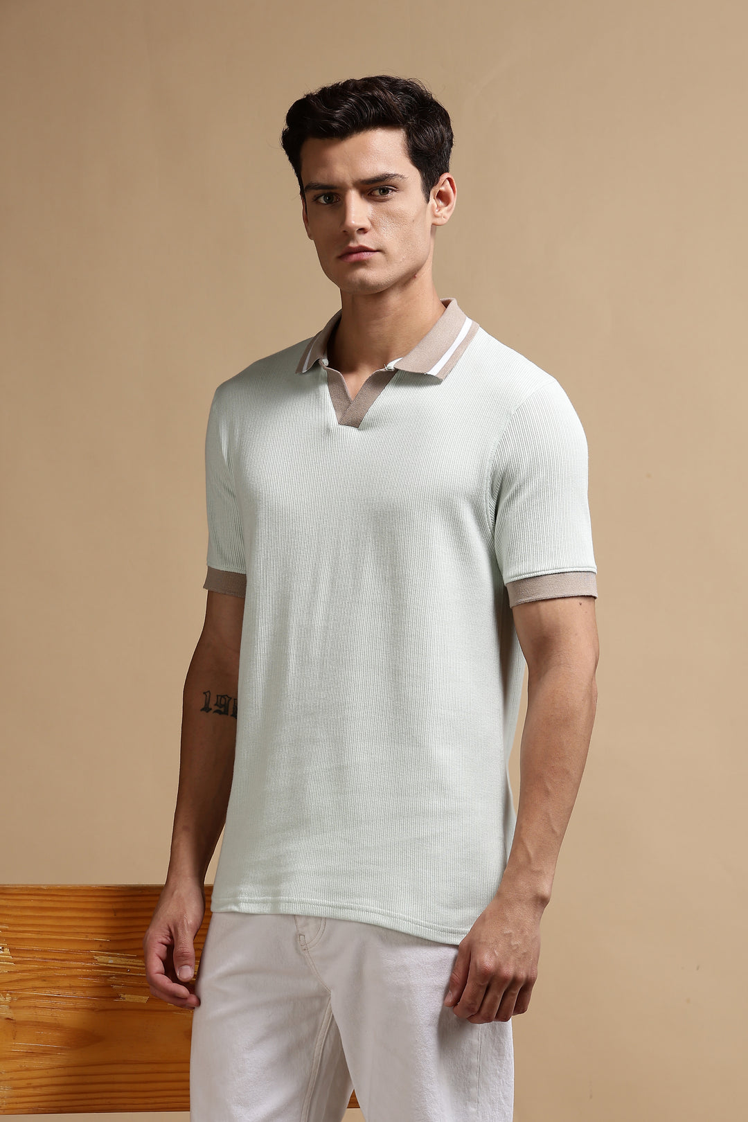Contrast Collar Mint Green Polo