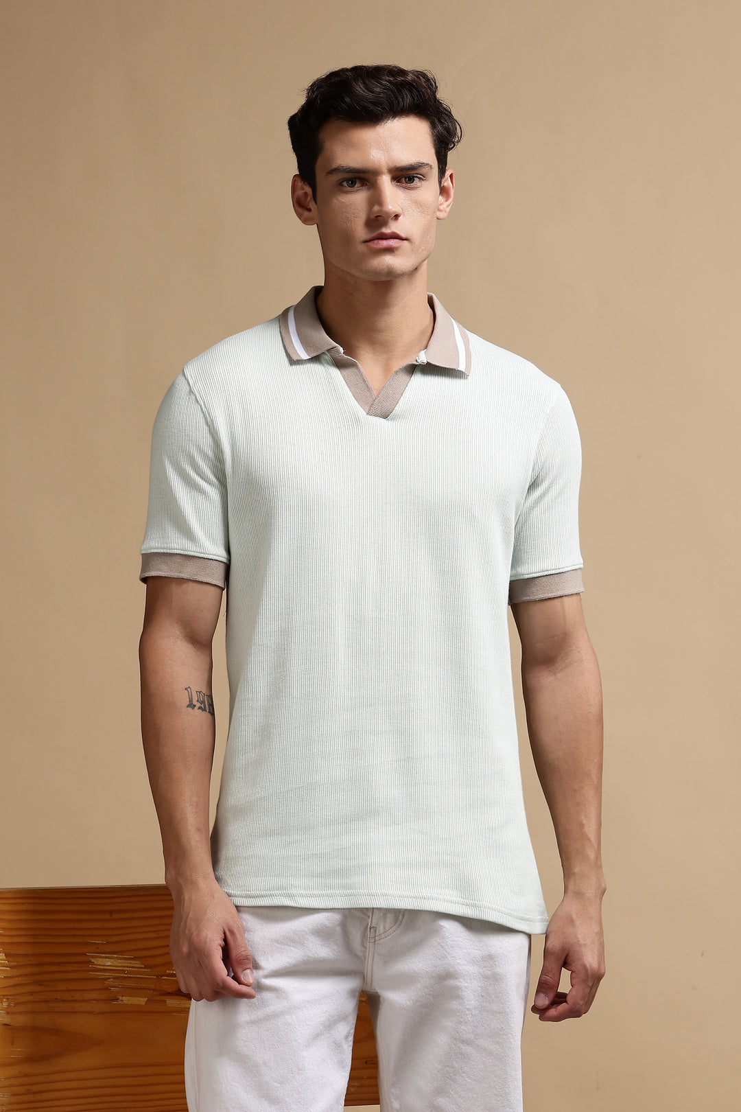 Contrast Collar Mint Green Polo
