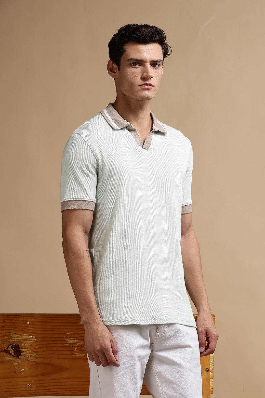 Contrast Collar Mint Green Polo
