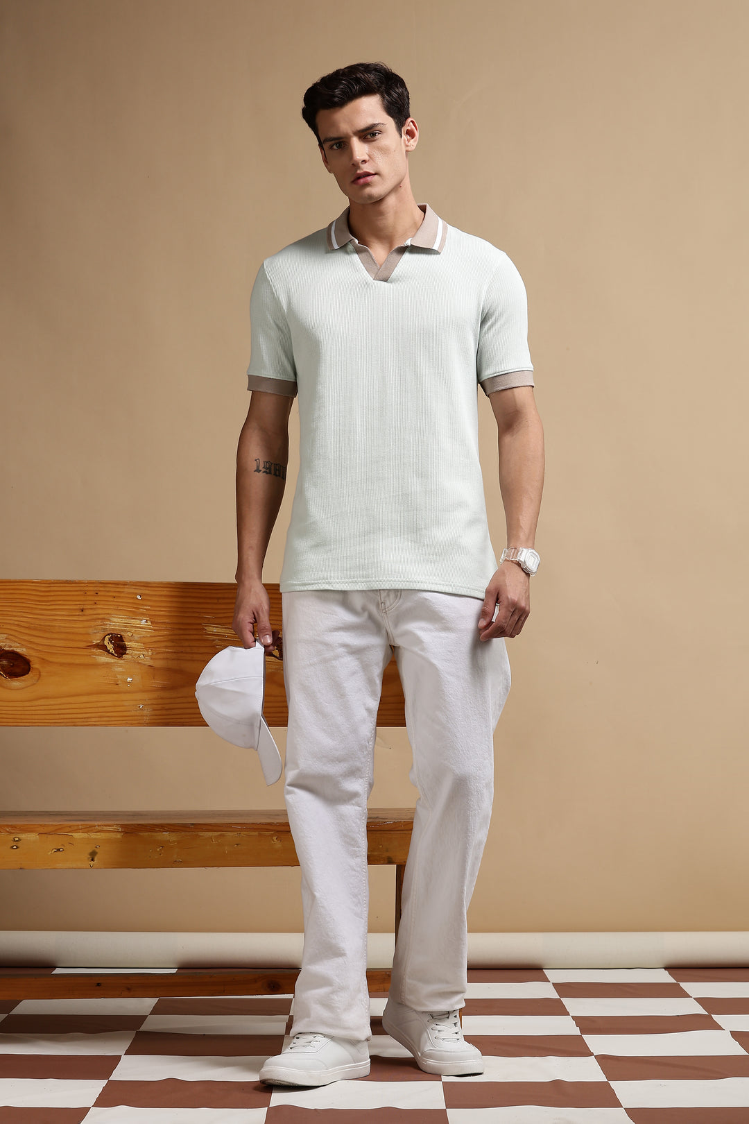 Contrast Collar Mint Green Polo