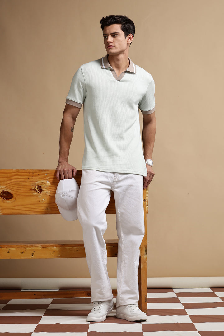 Contrast Collar Mint Green Polo