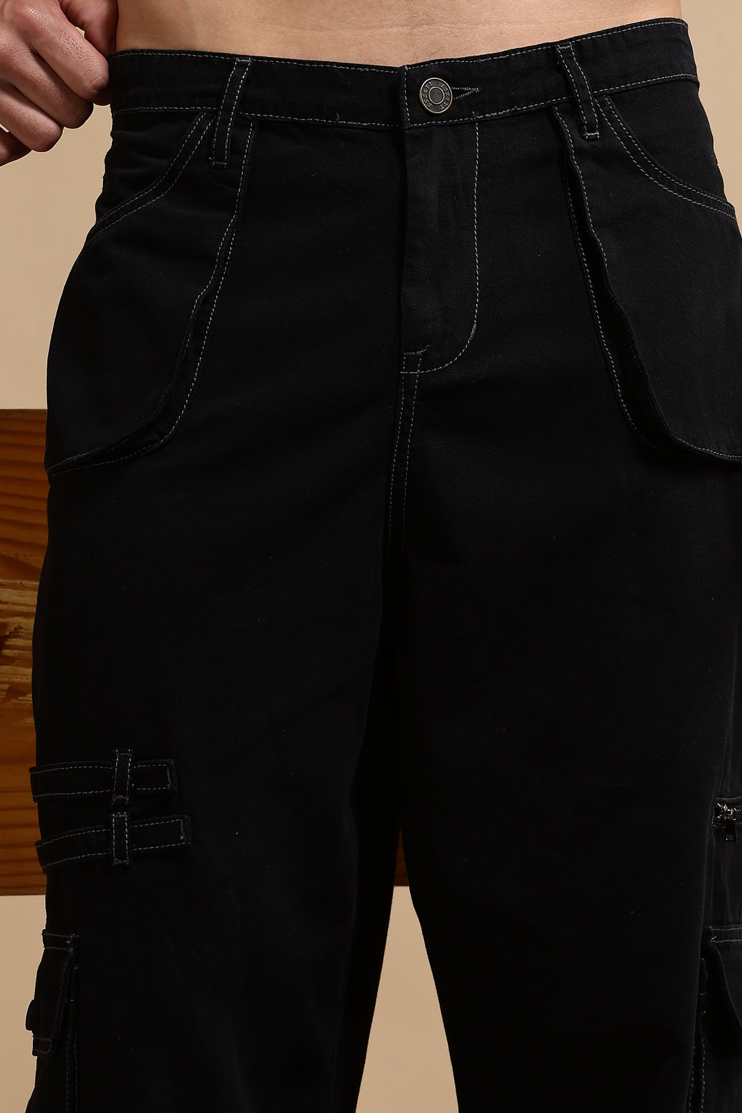 Black Dyed Cargo Pants