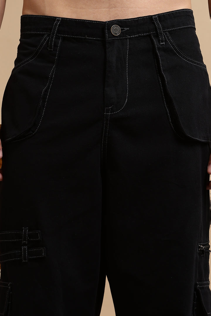 Black Dyed Cargo Pants