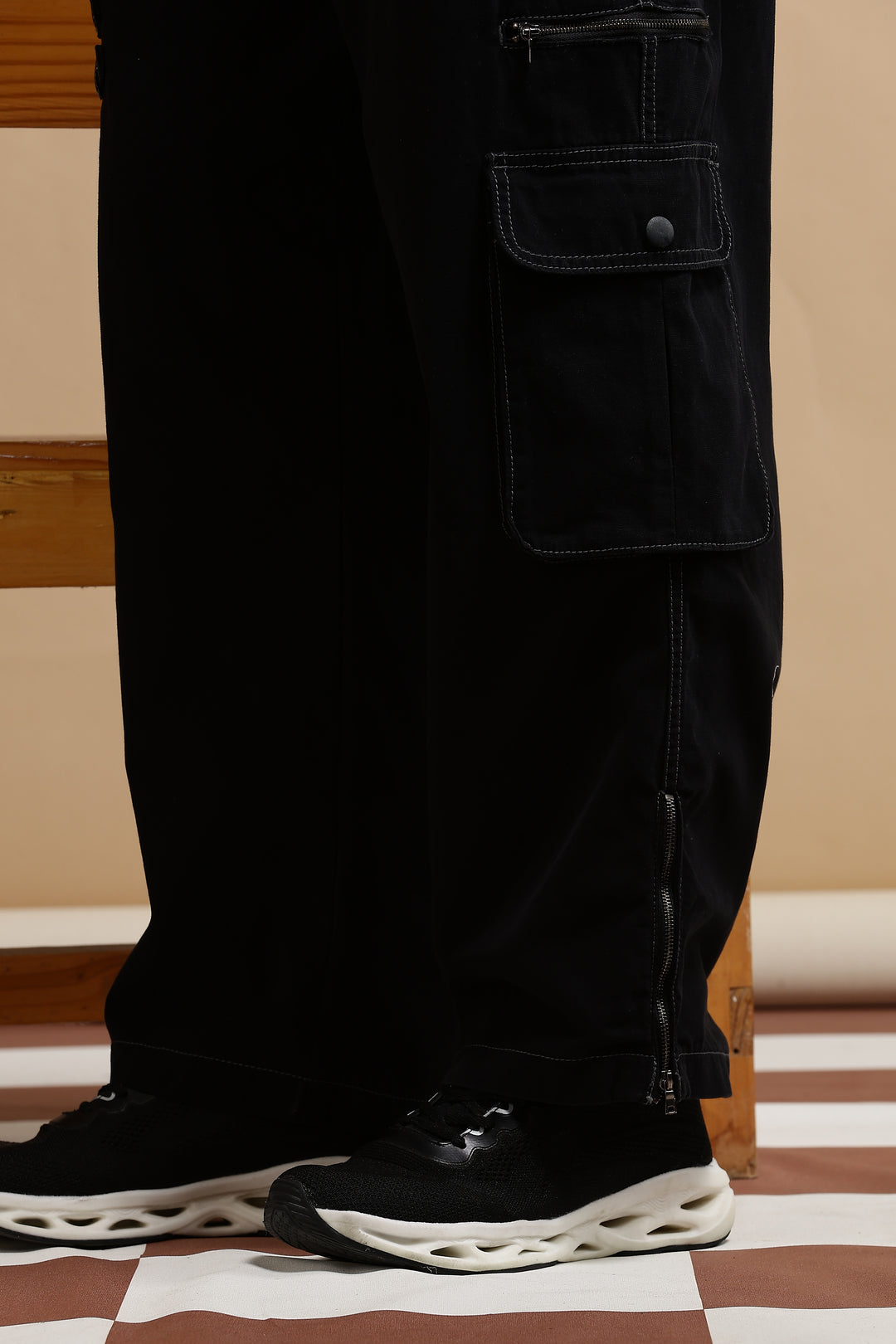 Black Dyed Cargo Pants