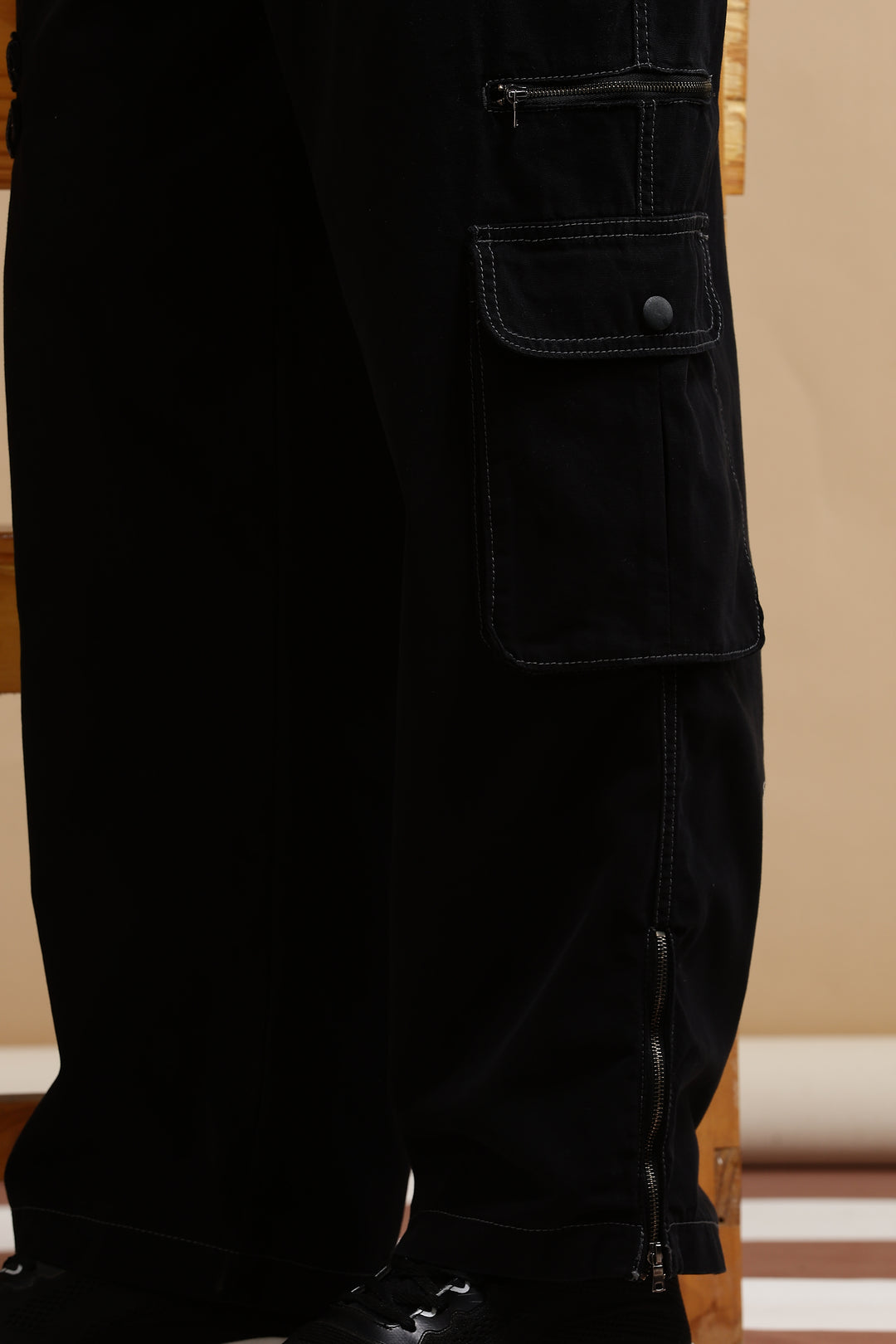 Black Dyed Cargo Pants