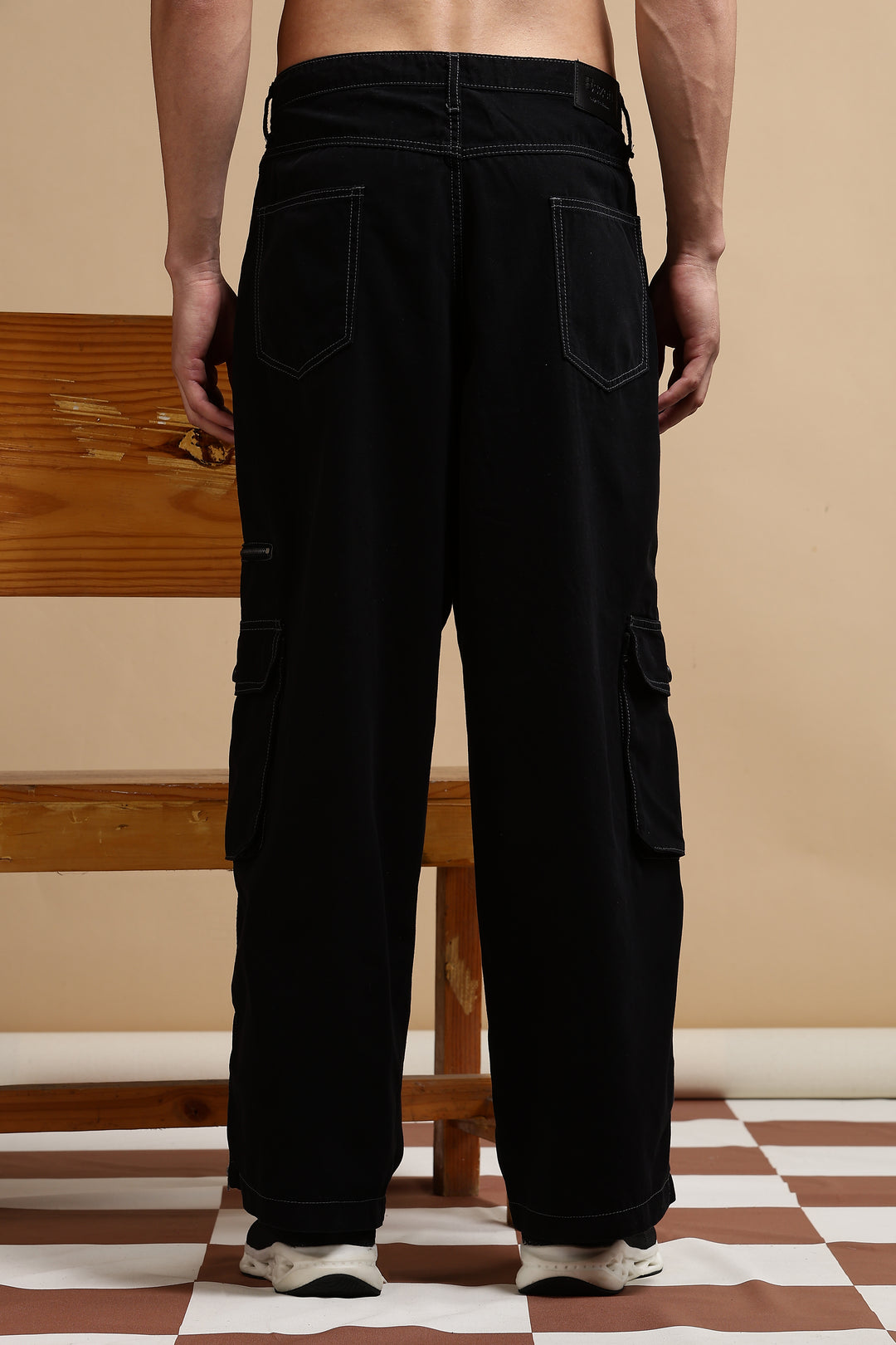 Black Dyed Cargo Pants