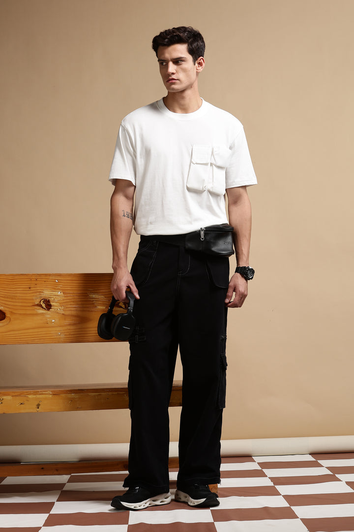 Black Dyed Cargo Pants