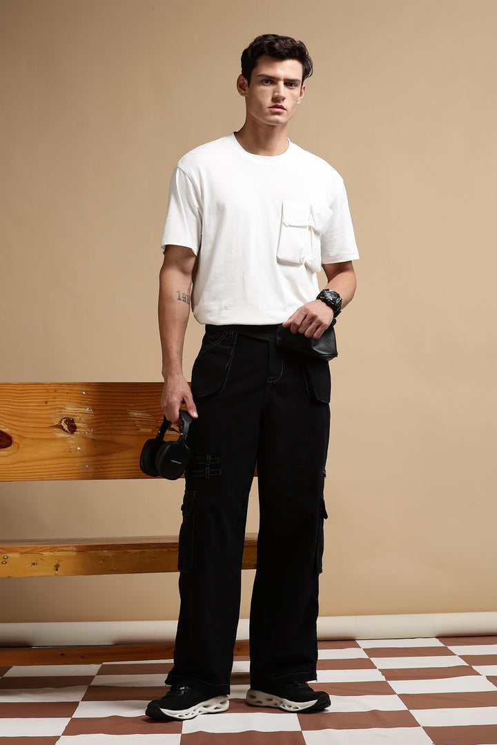 Black Dyed Cargo Pants