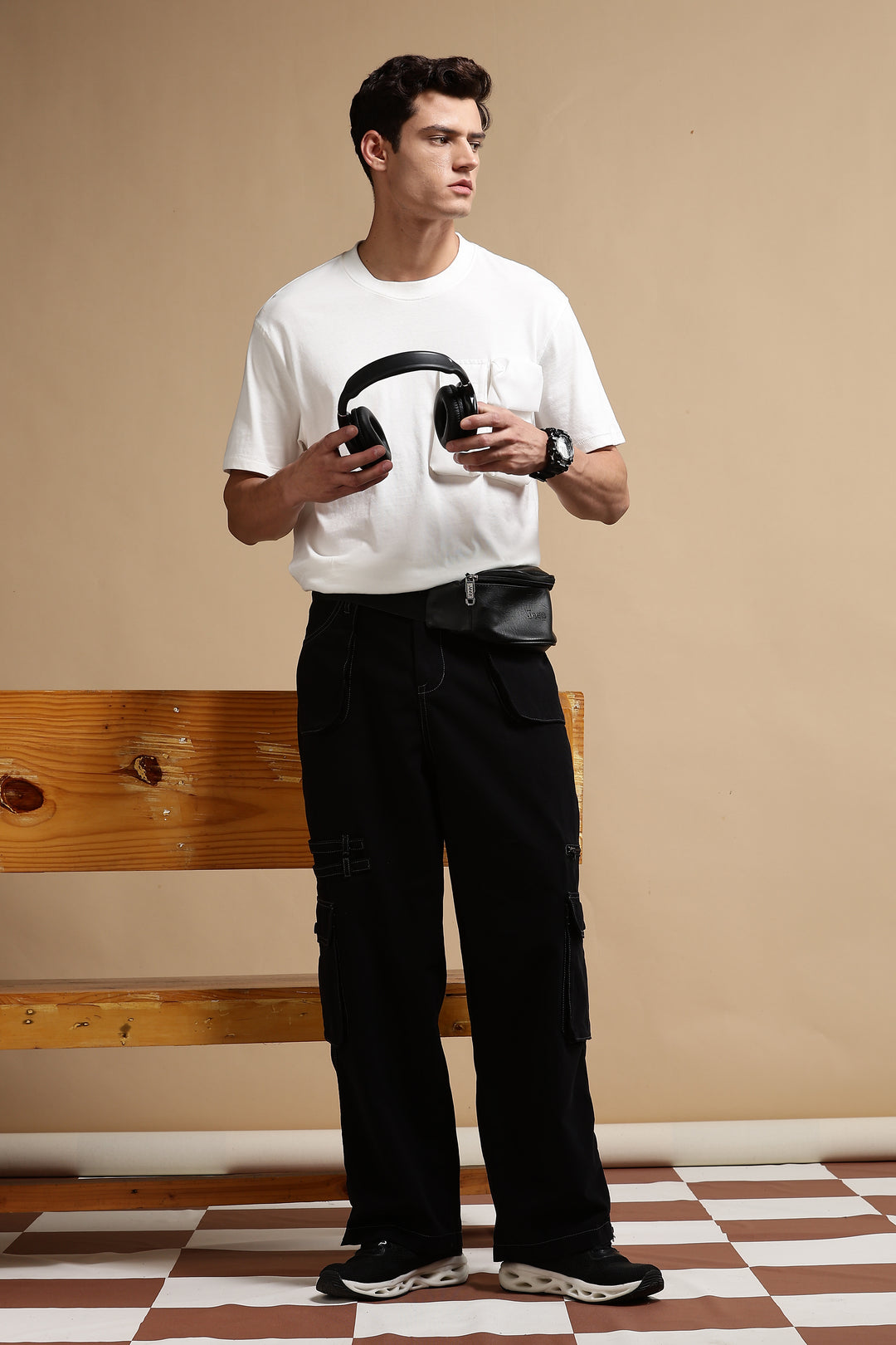 Black Dyed Cargo Pants