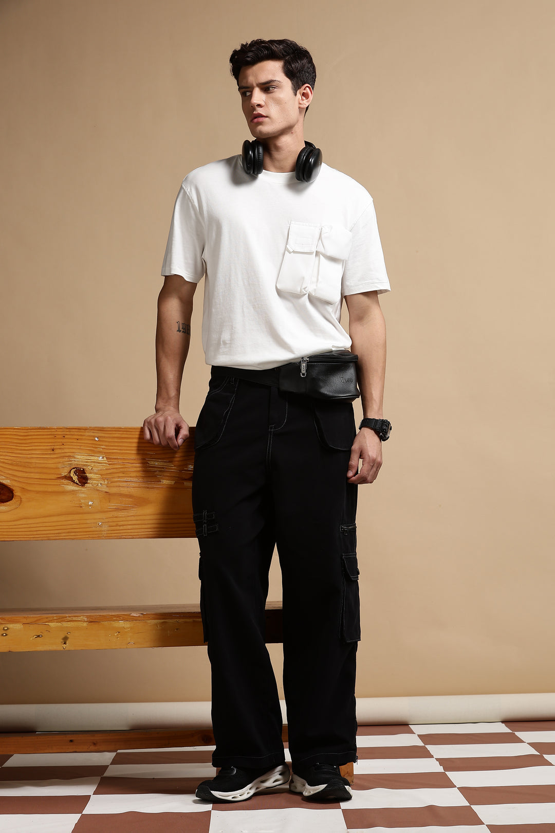 Black Dyed Cargo Pants