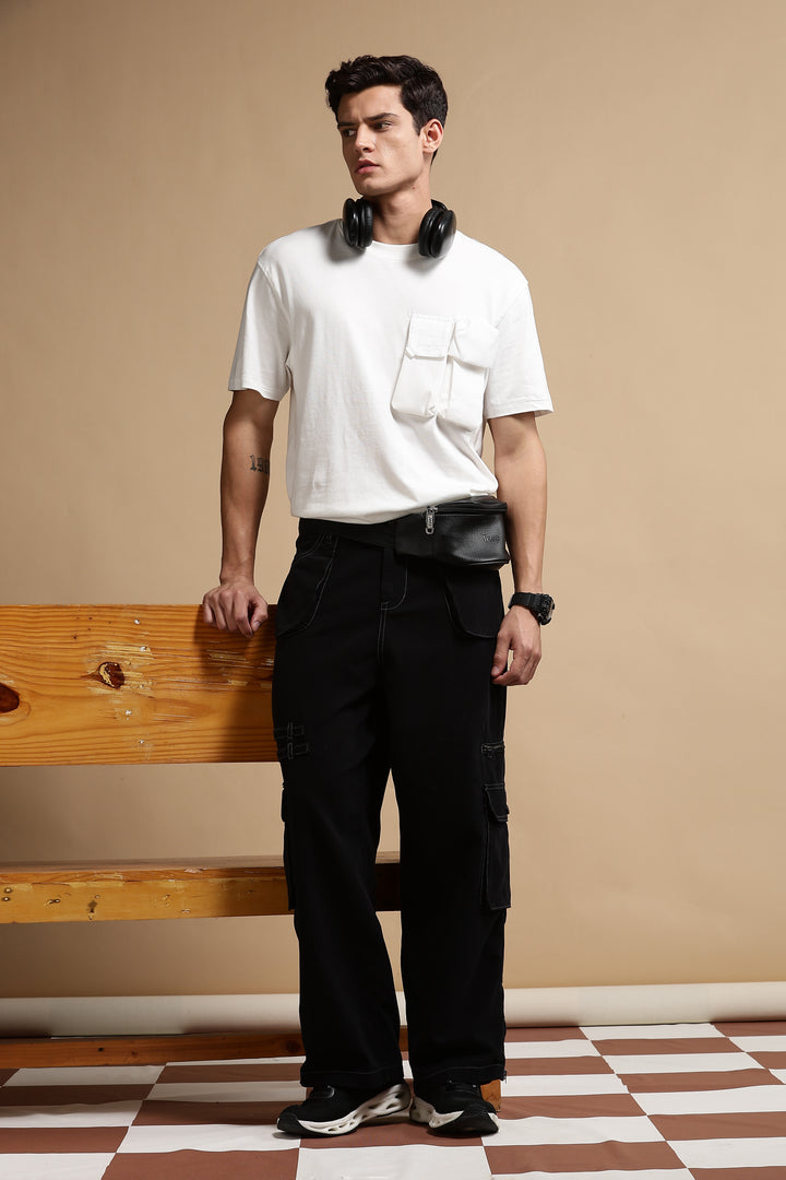 Black Dyed Cargo Pants