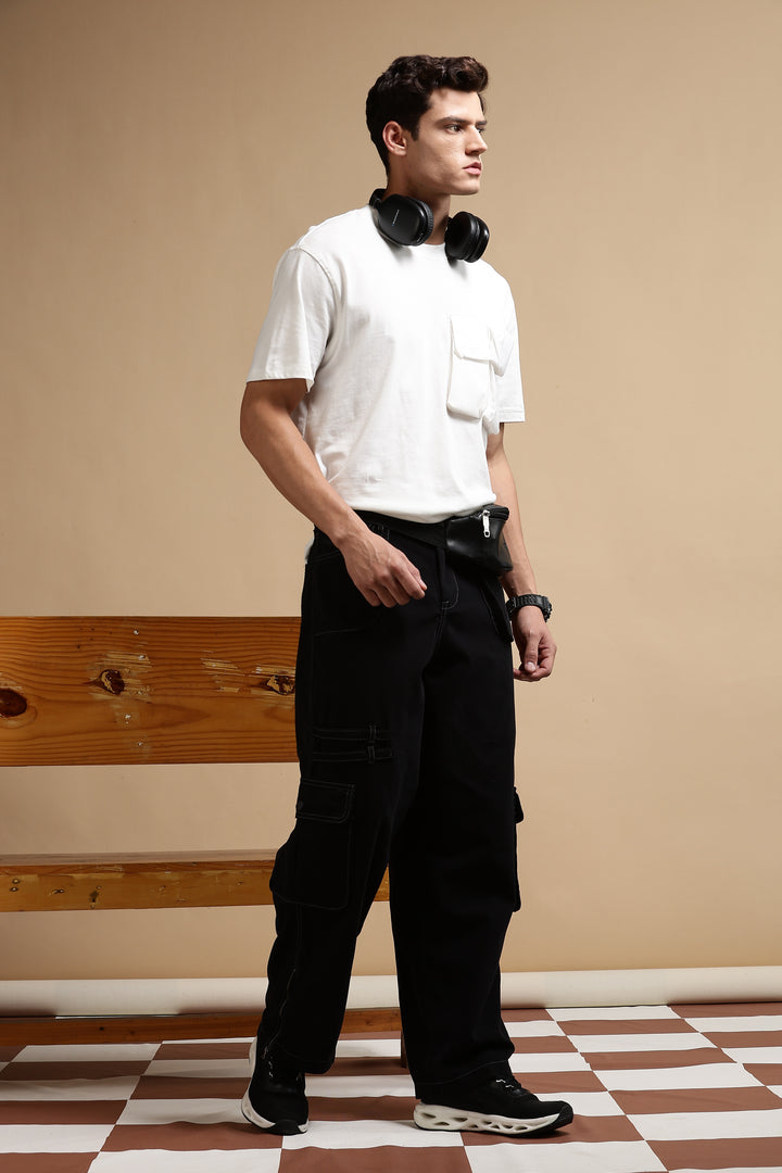 Black Dyed Cargo Pants