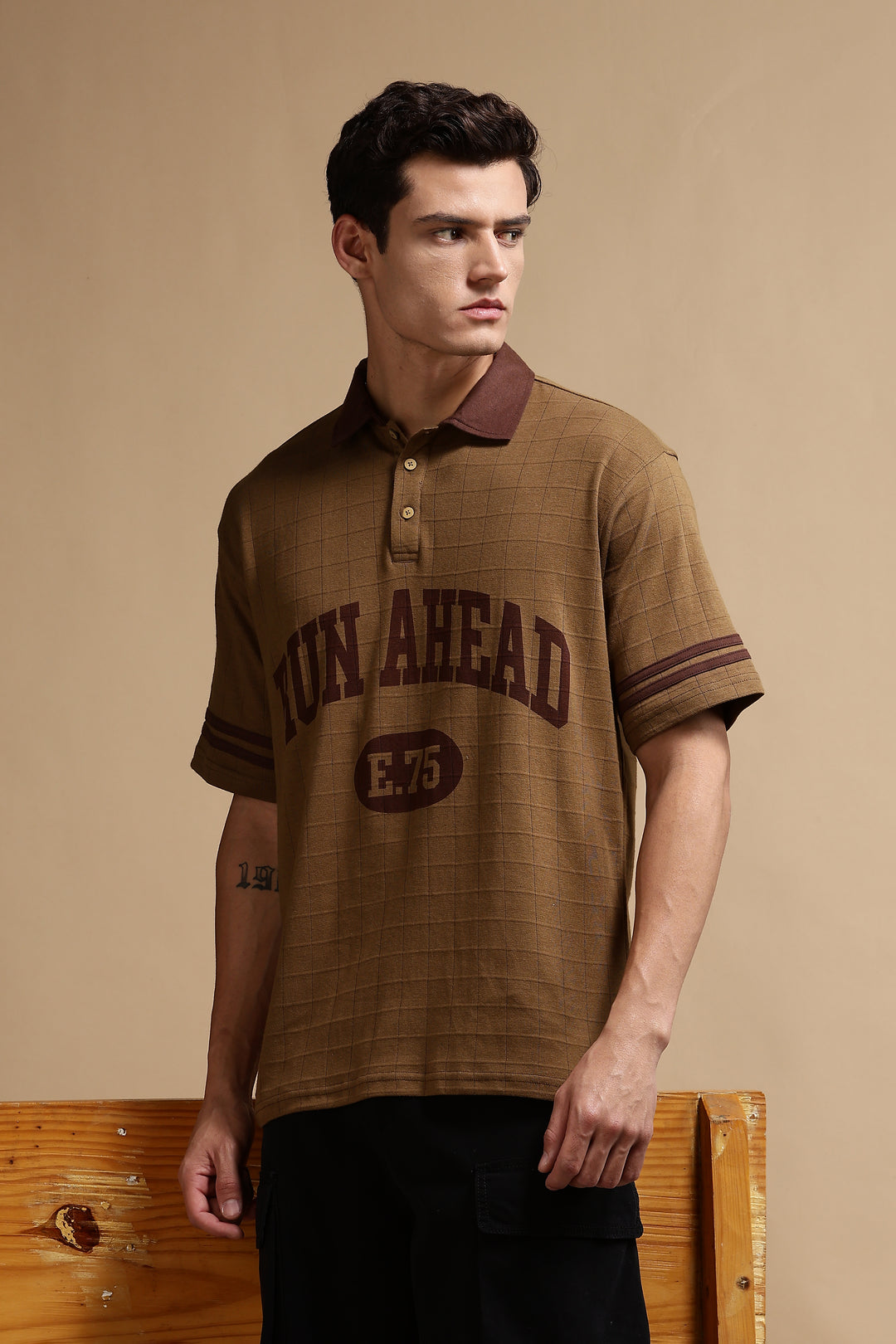 Run Ahead Oversized Brown Polo