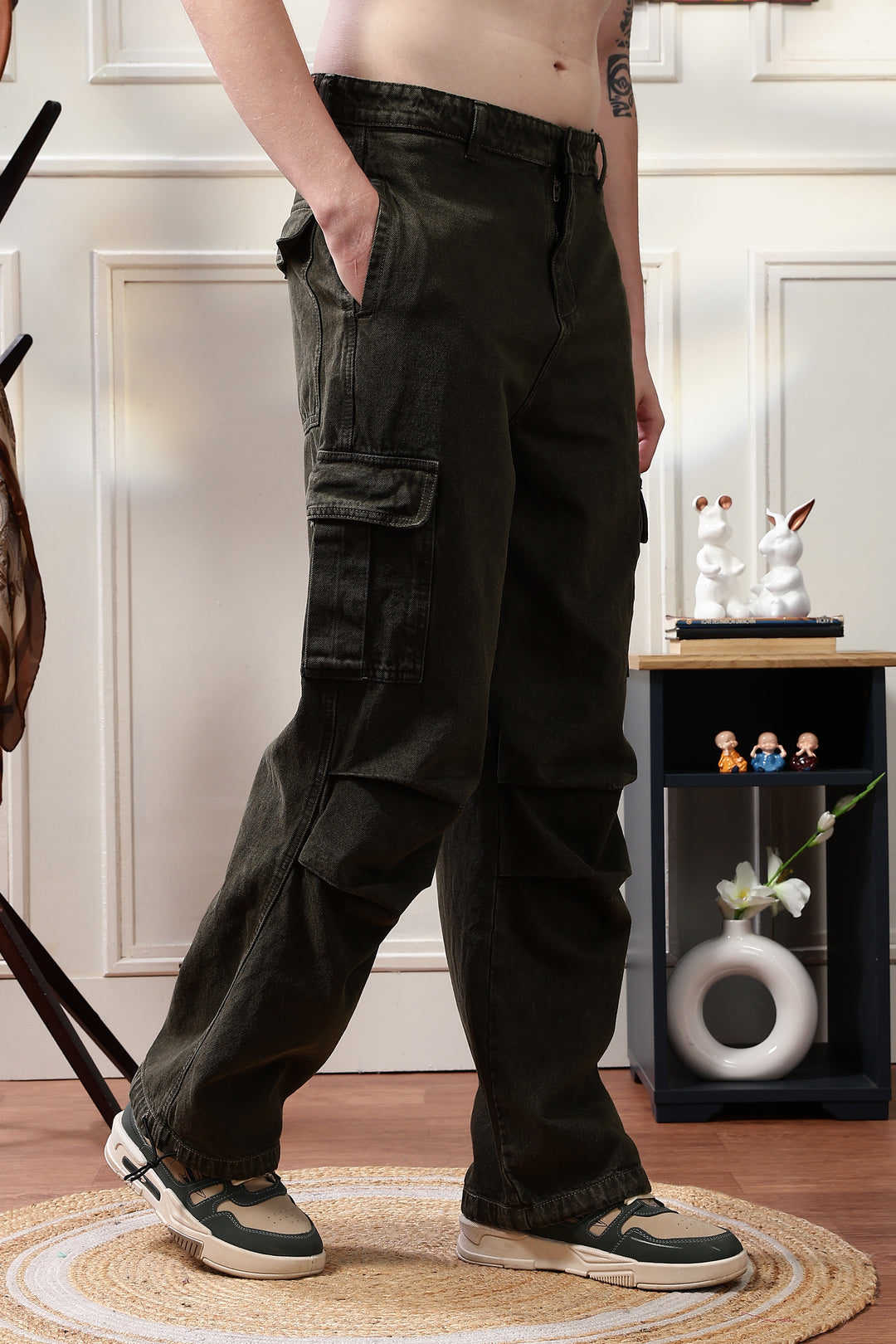 Parachute: Olive Dyed Baggy Cargo Pants