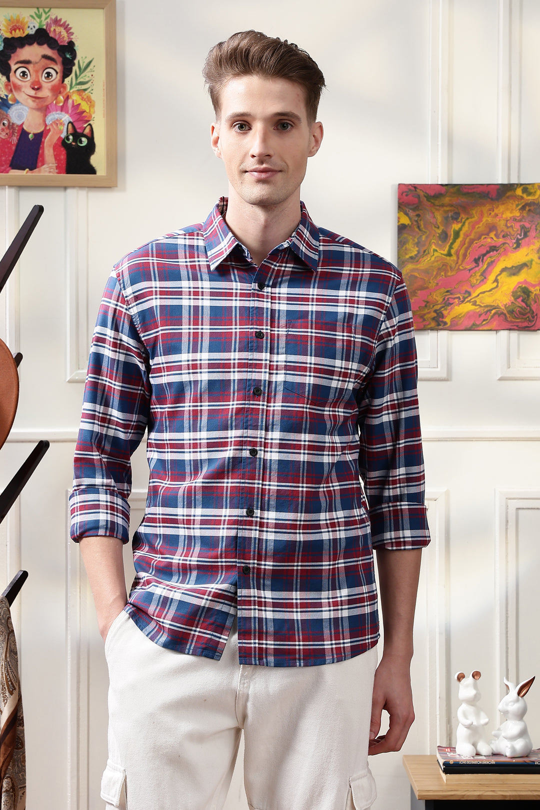 Twill: Red & Blue Checks Shirt
