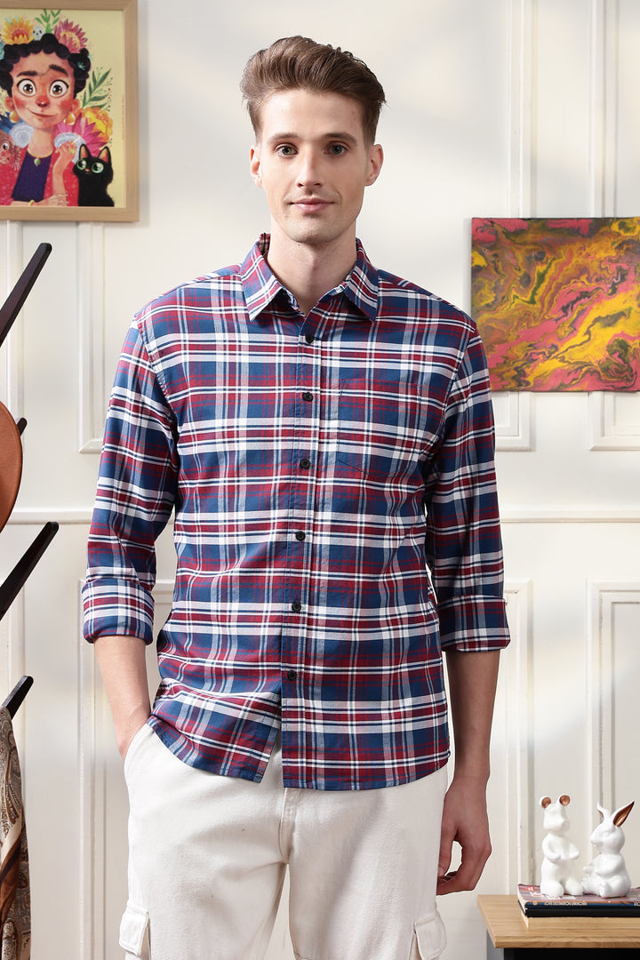 Twill: Red & Blue Checks Shirt