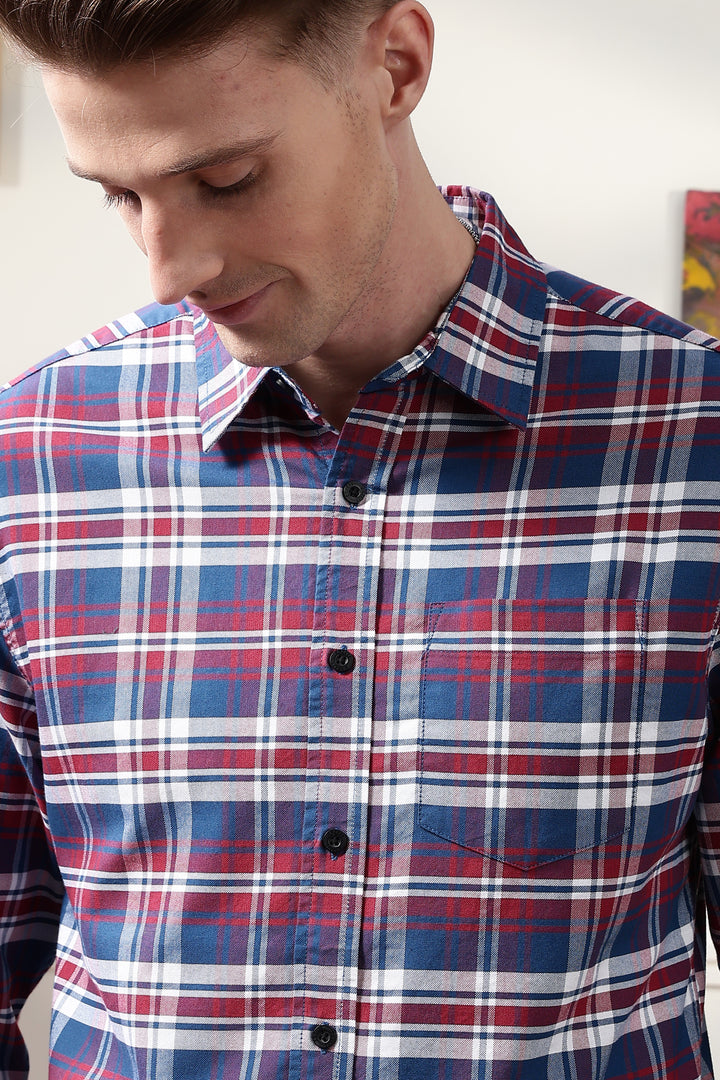 Twill: Red & Blue Checks Shirt