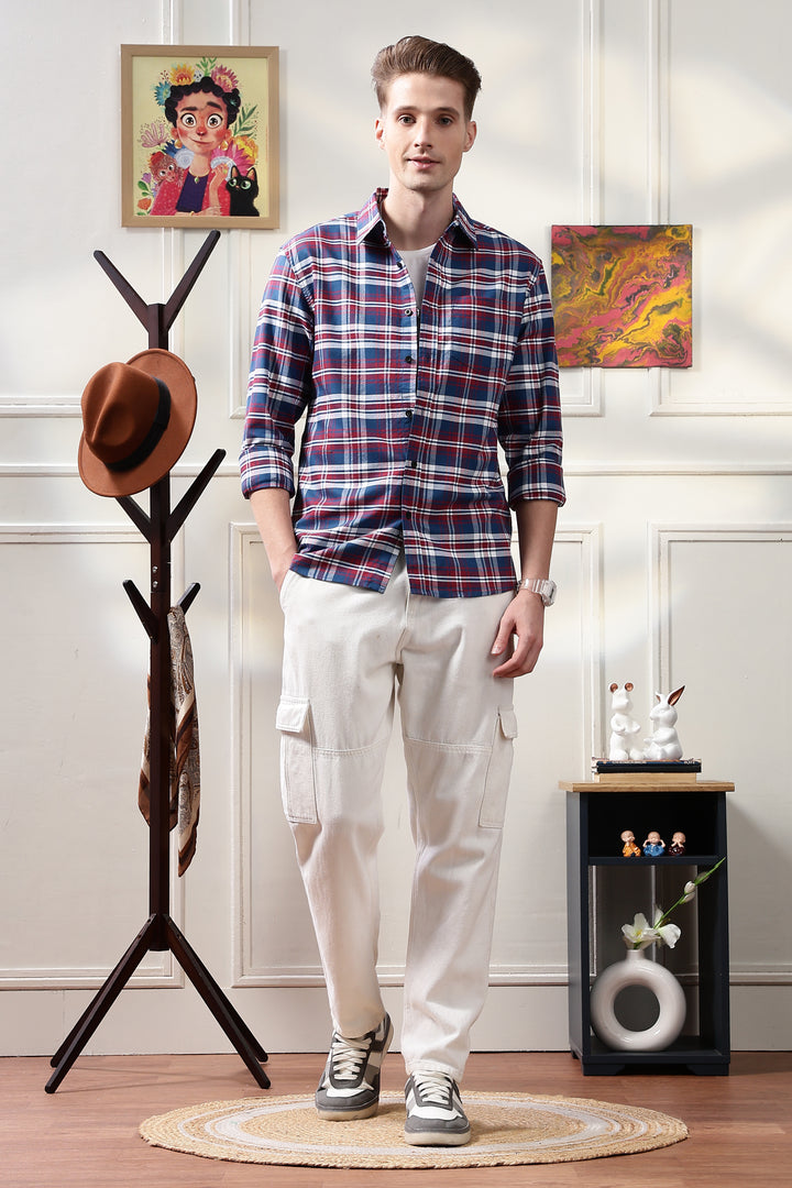 Twill: Red & Blue Checks Shirt