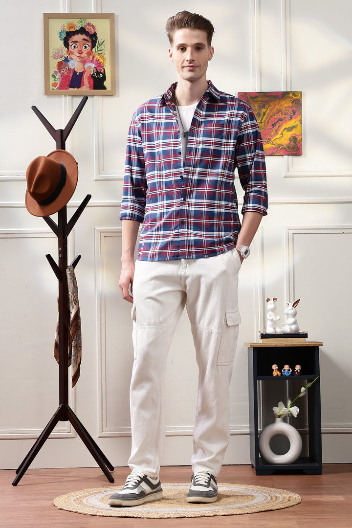 Twill: Red & Blue Checks Shirt