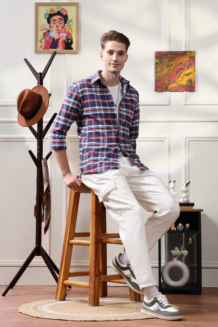 Twill: Red & Blue Checks Shirt