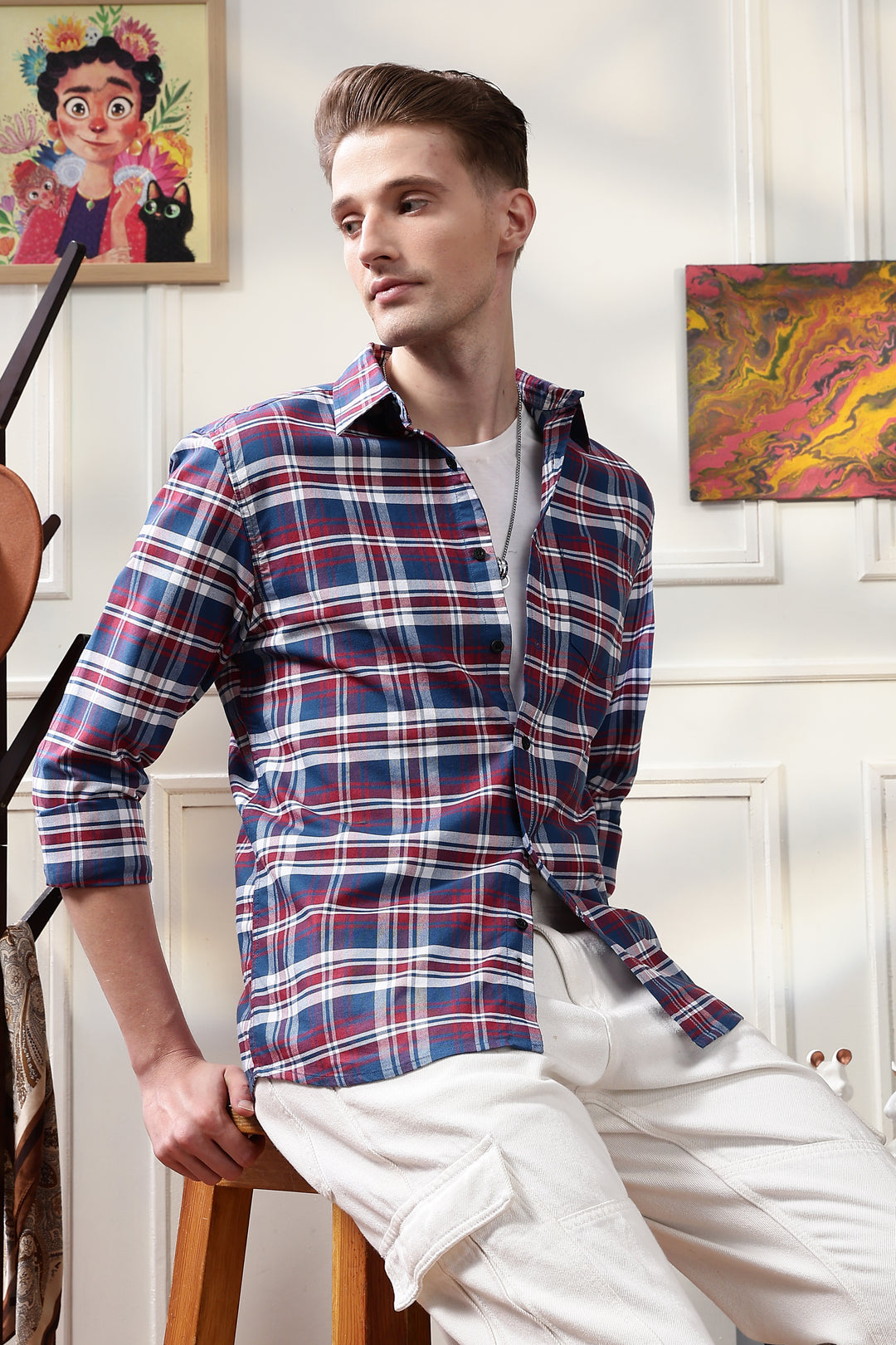 Twill: Red & Blue Checks Shirt